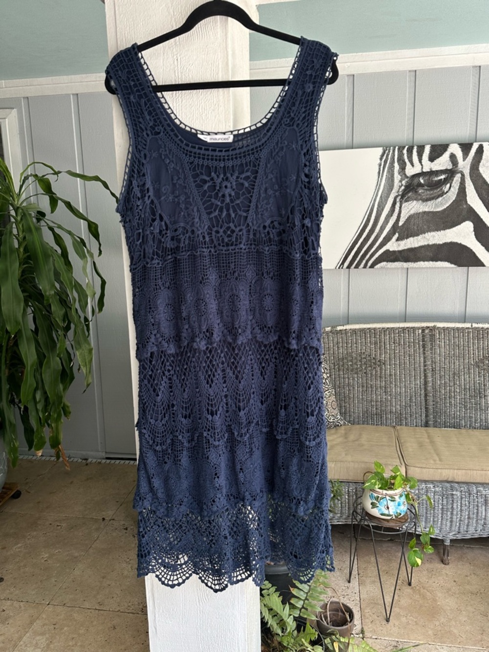 Maurices 100% Cotton Shift Dress / Coverup - Indigo Blue Size 1 - Lined